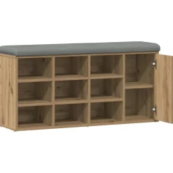 vidaXL Bancos-Zapatero madera de ingeniería roble artesanal 102x32x50cm