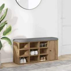 vidaXL Bancos-Zapatero madera de ingeniería roble artesanal 102x32x50cm