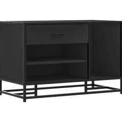 vidaXL Zapatero madera de ingeniería y metal 80x40x53,5 cm Negro Outlet
