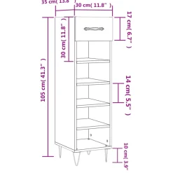vidaXL Productos Del Hogar-Zapatero madera de ingeniería 30x35x105 cm