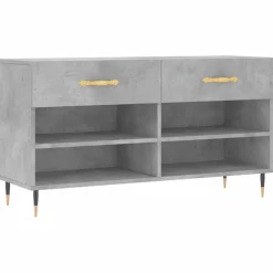 vidaXL Productos Del Hogar-Zapatero madera de ingeniería gris hormigón 102x35x55 cm