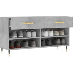 vidaXL Productos Del Hogar-Zapatero madera de ingeniería gris hormigón 102x35x55 cm