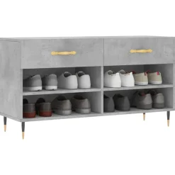 vidaXL Productos Del Hogar-Zapatero madera de ingeniería gris hormigón 102x35x55 cm