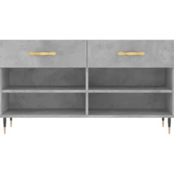 vidaXL Productos Del Hogar-Zapatero madera de ingeniería gris hormigón 102x35x55 cm
