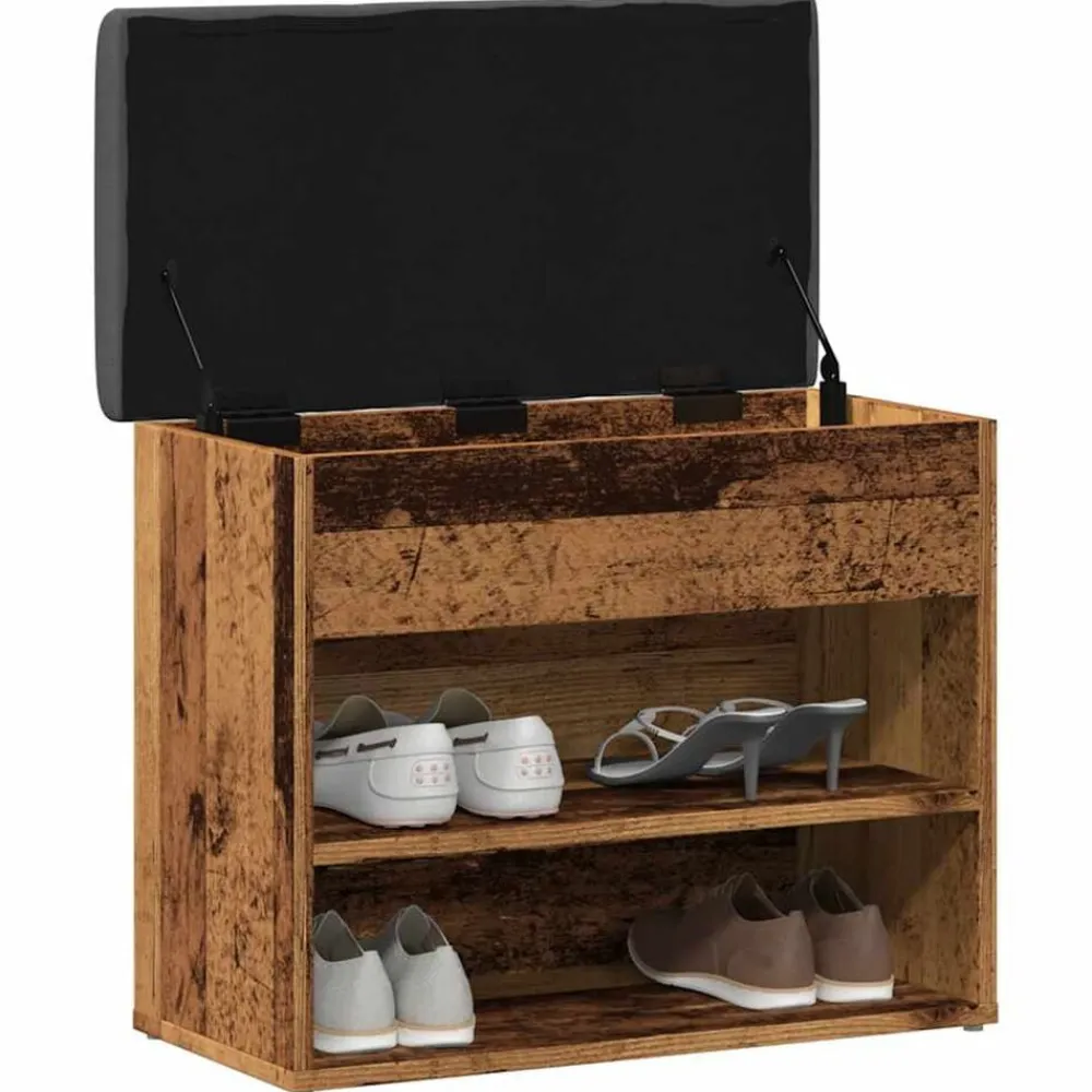 vidaXL Zapatero madera de ingeniería madera vieja 62x32x50 cm Madera antigua Outlet