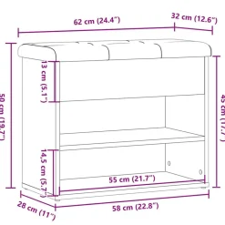 vidaXL Zapatero madera de ingeniería madera vieja 62x32x50 cm Madera antigua Outlet