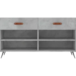 vidaXL Zapatero madera de ingeniería gris hormigón 102x35x55 cm Gris hormig&oacute;n Online