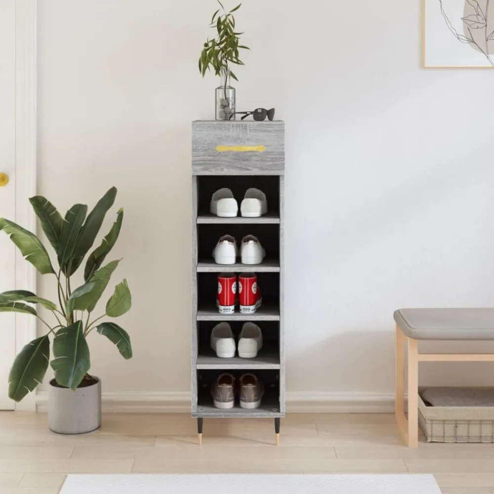 vidaXL Zapatero madera de ingeniería 30x35x105 cm Gris sonoma Sale