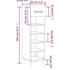 vidaXL Zapatero madera de ingeniería 30x35x105 cm Gris sonoma Sale