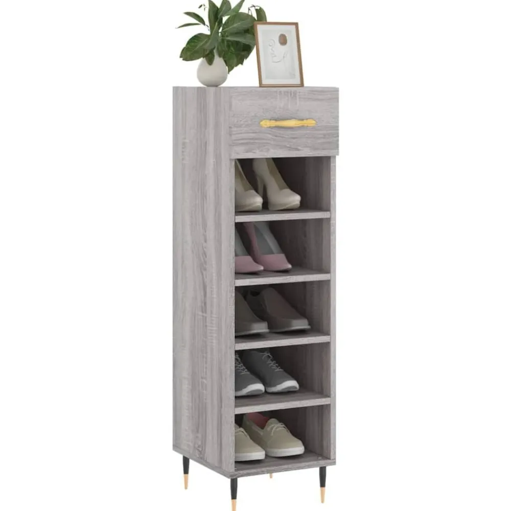vidaXL Zapatero madera de ingeniería 30x35x105 cm Gris sonoma Sale