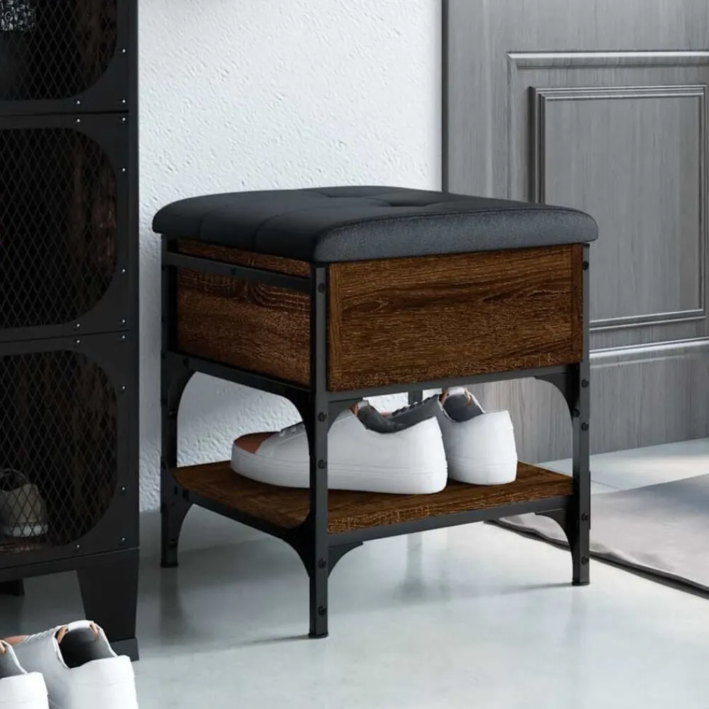 vidaXL Zapatero madera de ingeniería marrón roble 42x42x45 cm Marrón roble Discount
