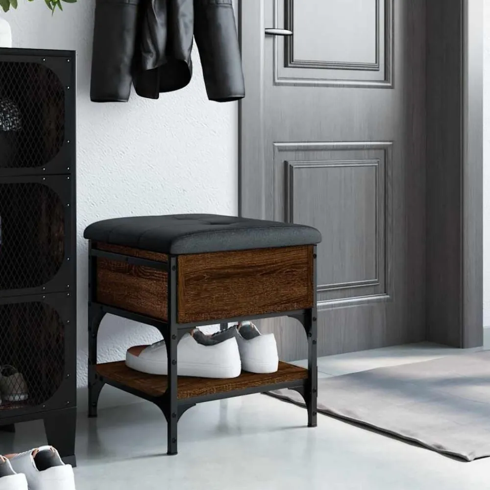 vidaXL Zapatero madera de ingeniería marrón roble 42x42x45 cm Marrón roble Discount