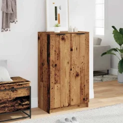 vidaXL Zapatero madera de ingeniería envejecida 59x35x100,5 cm Madera antigua Clearance