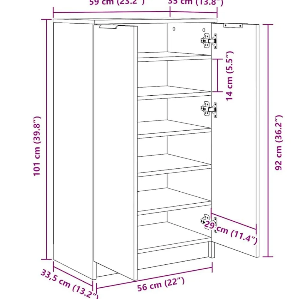 vidaXL Zapatero madera de ingeniería envejecida 59x35x100,5 cm Madera antigua Clearance