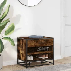 vidaXL Zapatero madera de ingeniería 60x40x53,5 cm Roble ahumado Online
