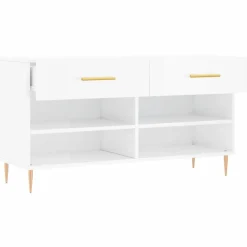 vidaXL Productos Del Hogar-Zapatero madera de ingeniería blanco brillo 102x35x55 cm