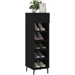 vidaXL Zapatero madera de ingeniería 30x35x105 cm Negro Discount