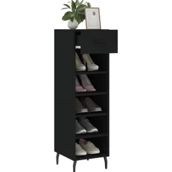 vidaXL Zapatero madera de ingeniería 30x35x105 cm Negro Discount