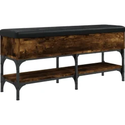 vidaXL Zapatero madera de ingeniería 102x32x45 cm Roble ahumado Clearance