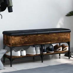 vidaXL Zapatero madera de ingeniería 102x32x45 cm Roble ahumado Clearance