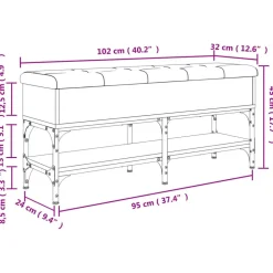 vidaXL Zapatero madera de ingeniería 102x32x45 cm Roble ahumado Clearance