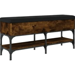 vidaXL Zapatero madera de ingeniería 102x32x45 cm Roble ahumado Clearance