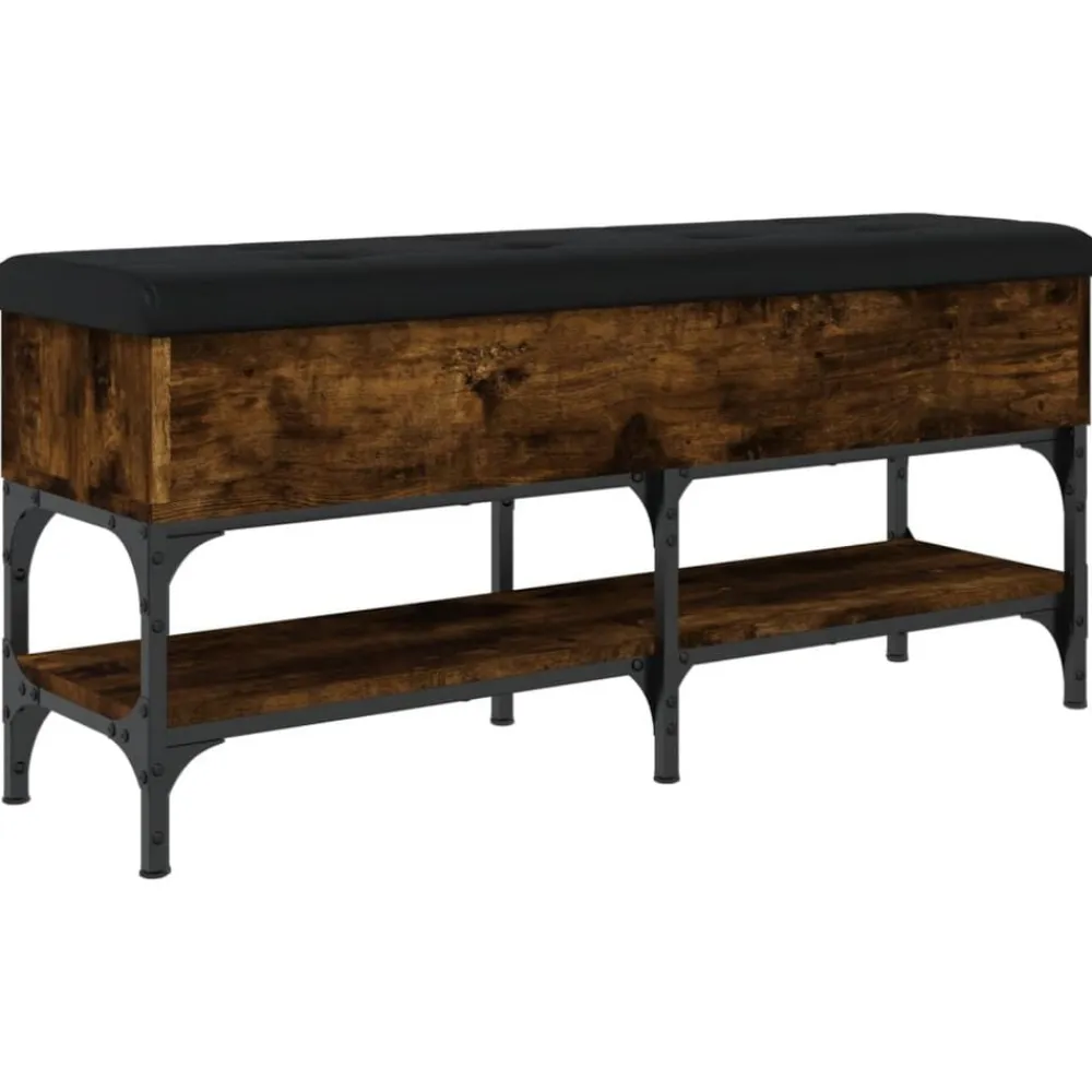 vidaXL Zapatero madera de ingeniería 102x32x45 cm Roble ahumado Clearance