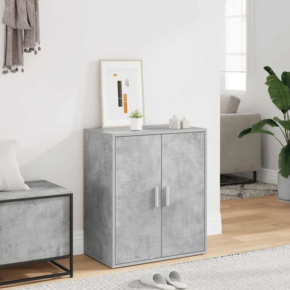 vidaXL Zapatero madera de ingeniería gris hormigón 60x35x70 cm Gris hormigón Discount