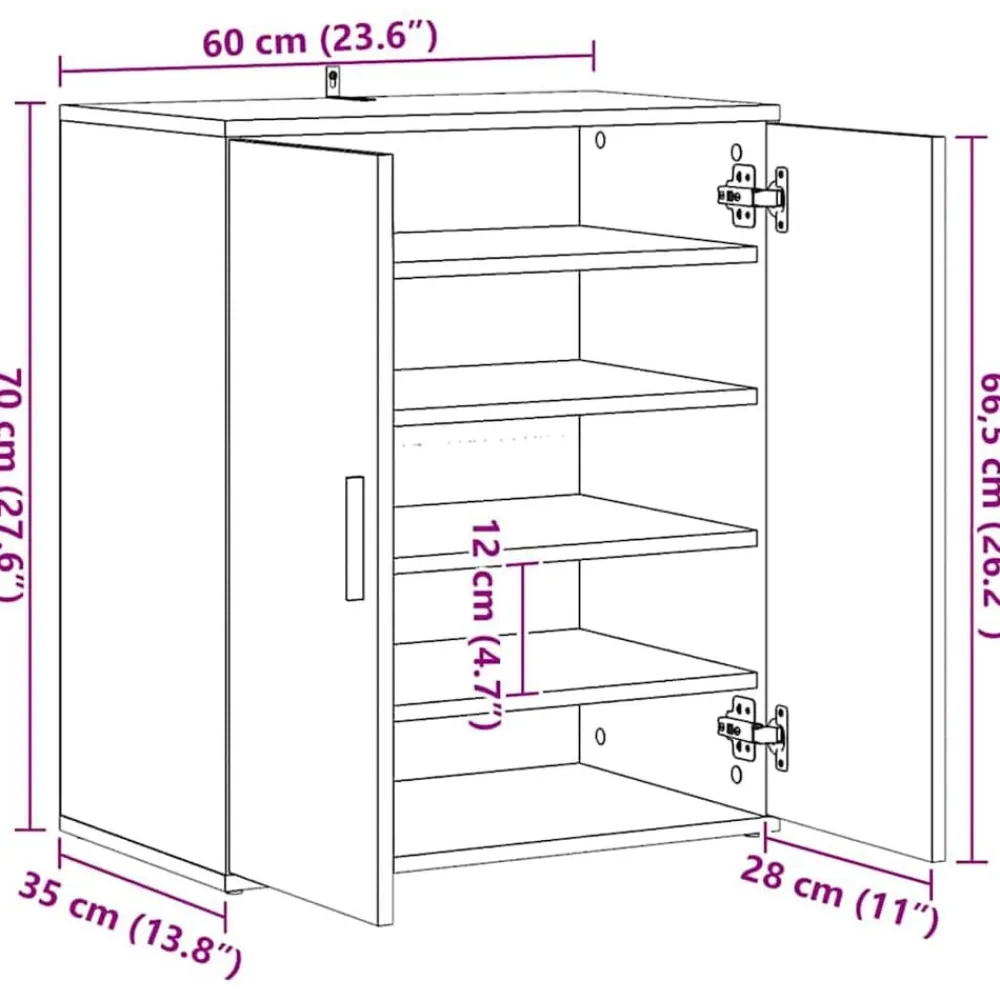 vidaXL Zapatero madera de ingeniería gris hormigón 60x35x70 cm Gris hormigón Discount