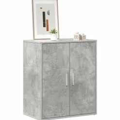 vidaXL Zapatero madera de ingeniería gris hormigón 60x35x70 cm Gris hormigón Discount
