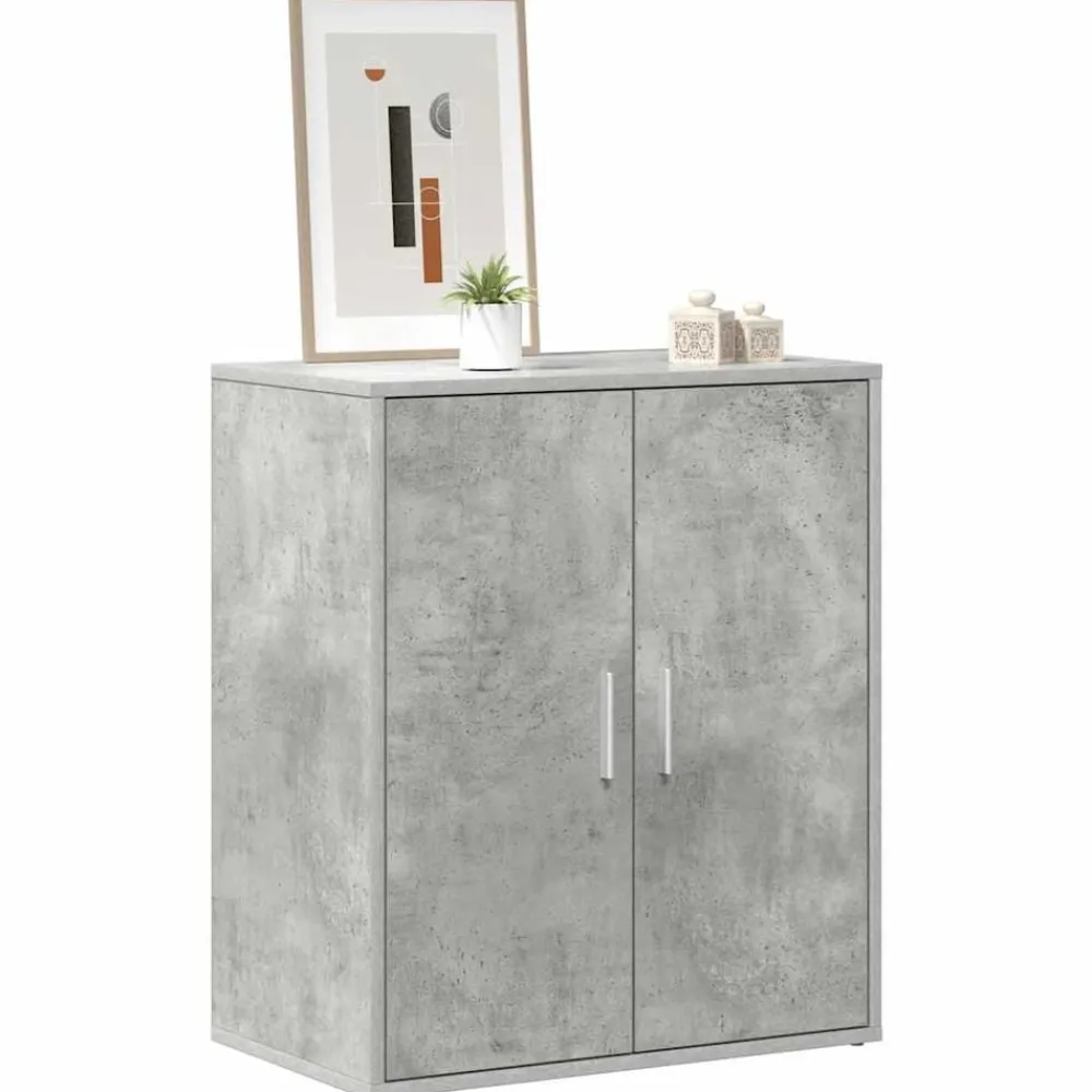 vidaXL Zapatero madera de ingeniería gris hormigón 60x35x70 cm Gris hormigón Discount