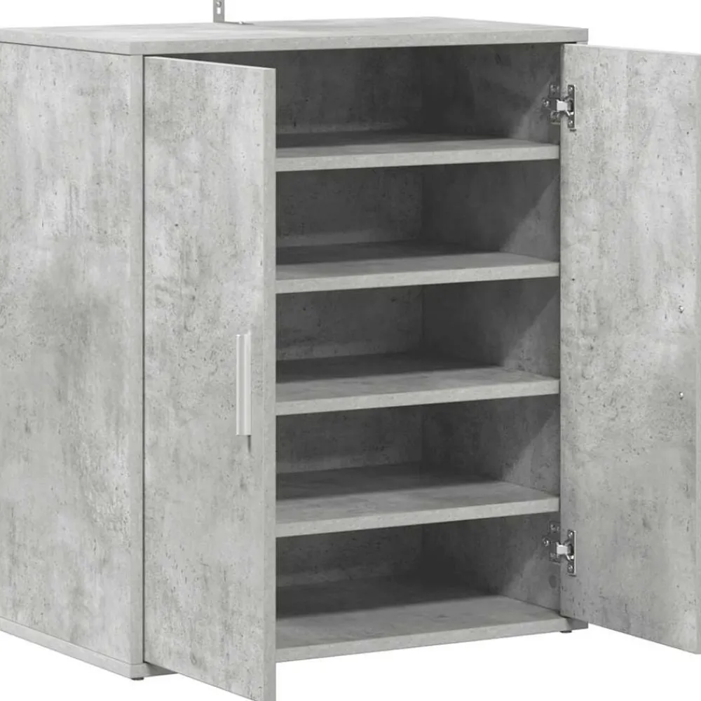 vidaXL Zapatero madera de ingeniería gris hormigón 60x35x70 cm Gris hormigón Discount