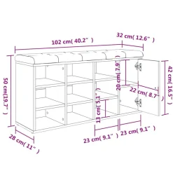 vidaXL Zapatero madera de ingeniería 102x32x50 cm Negro Online
