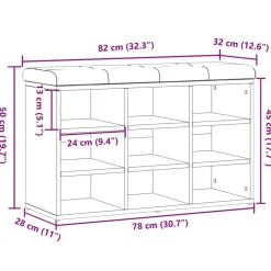 vidaXL Bancos-Zapatero madera de ingeniería madera vieja 82x32x50 cm
