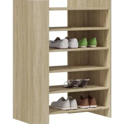 vidaXL Zapatero madera ingeniería 74,5x37,5x100 cm Roble Sonoma Clearance