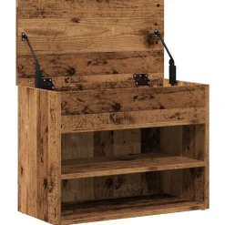 vidaXL Productos Del Hogar-Zapatero madera ingeniería madera envejecida 60x30x45 cm