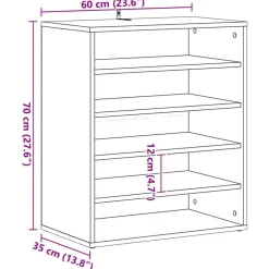 vidaXL Zapatero madera ingeniería madera envejecida 60x35x70 cm Madera antigua Outlet