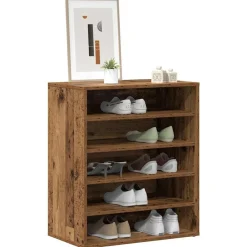 vidaXL Zapatero madera ingeniería madera envejecida 60x35x70 cm Madera antigua Outlet
