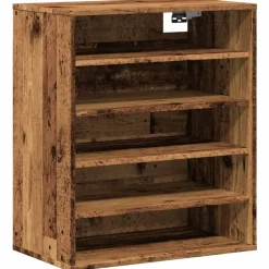 vidaXL Zapatero madera ingeniería madera envejecida 60x35x70 cm Madera antigua Outlet