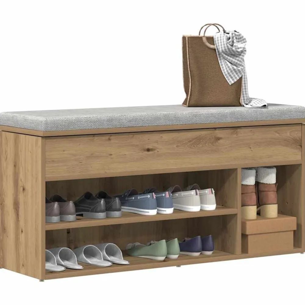 vidaXL Zapatero madera ingeniería 102x30,5x45 cm Roble artisan Discount