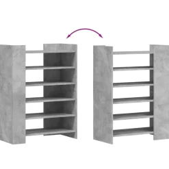 vidaXL Productos Del Hogar-Zapatero madera ingeniería gris hormigón 74,5x37,5x100cm