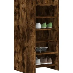 vidaXL Zapatero madera ingeniería roble ahumado 52x37,5x100 cm