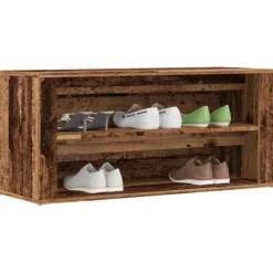 vidaXL Productos Del Hogar-Zapatero madera ingeniería madera envejecida 100x35x45 cm