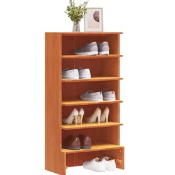 vidaXL Productos Del Hogar-Zapatero madera maciza de pino marrón cera 52x30x104 cm