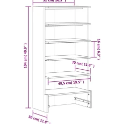 vidaXL Productos Del Hogar-Zapatero madera maciza de pino marrón cera 52x30x104 cm