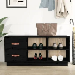 vidaXL Zapatero madera maciza de pino 100x34x45 cm Negro Online