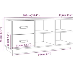 vidaXL Zapatero madera maciza de pino 100x34x45 cm Negro Online
