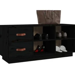 vidaXL Zapatero madera maciza de pino 100x34x45 cm Negro Online