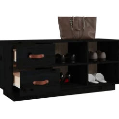 vidaXL Zapatero madera maciza de pino 100x34x45 cm Negro Online