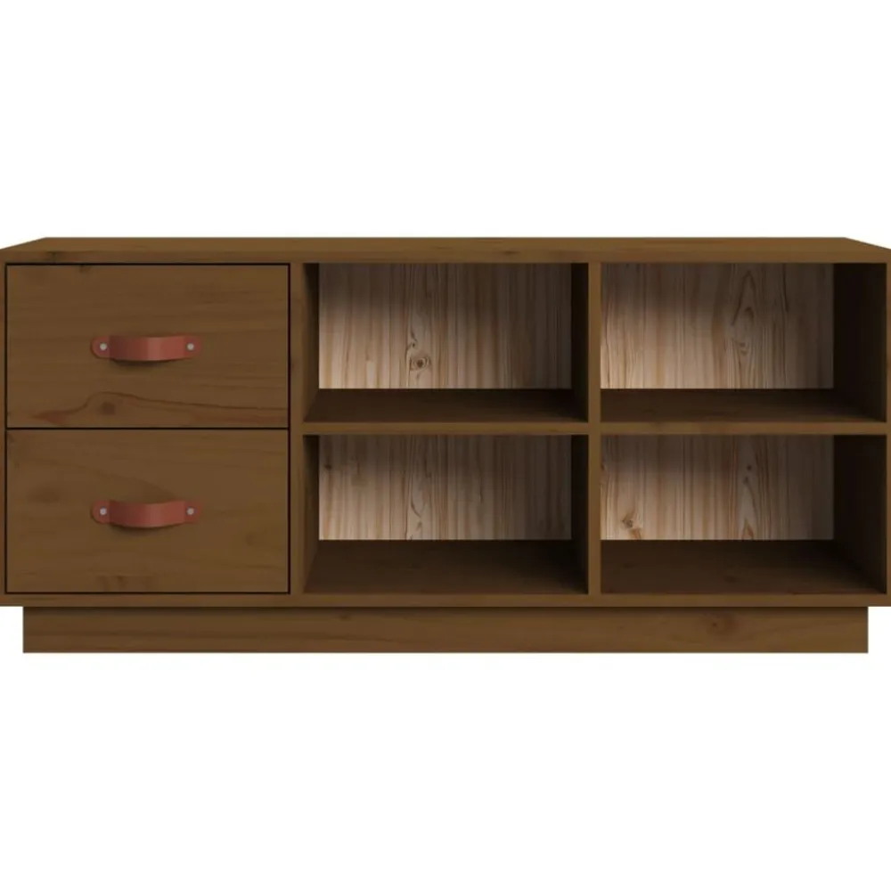 vidaXL Productos Del Hogar-Zapatero madera maciza de pino marrón miel 100x34x45 cm